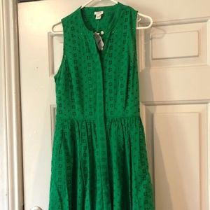 J. Crew Green Summer Dress eyelet size Small